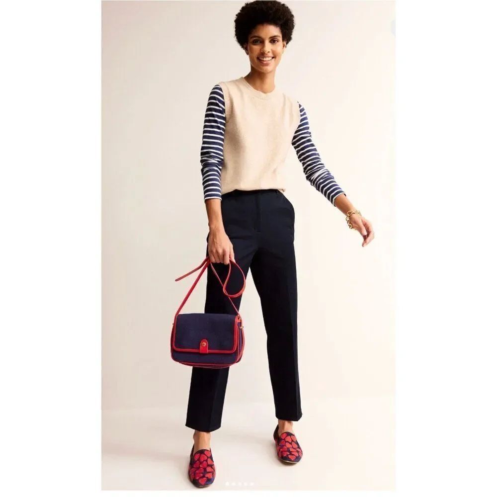 Boden Womens Pants UK 12L US 18L Navy Kew-Bi Stretch Tailored Trouser NWT